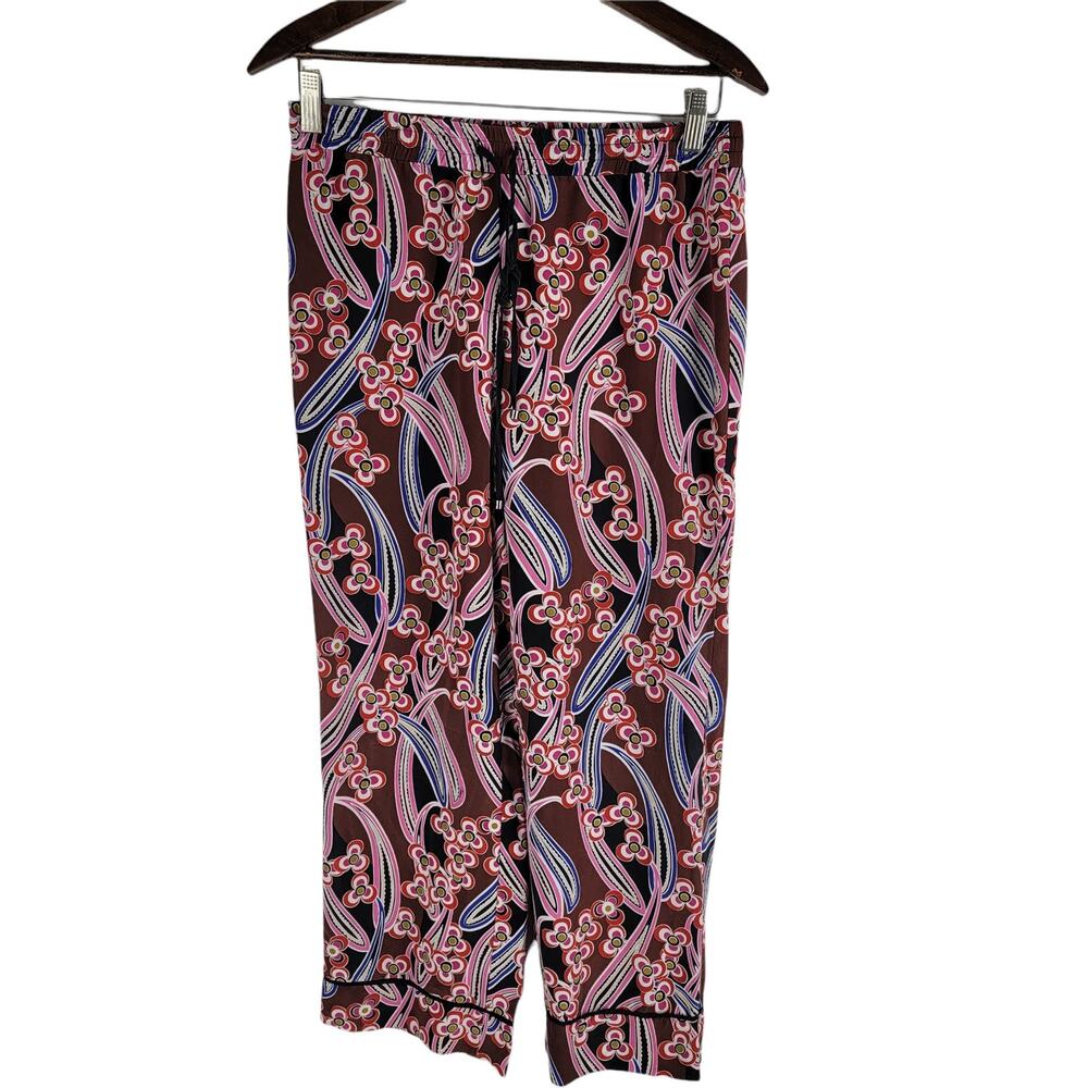 Trina Turk Berta Silk Floral Pants Cover Up Red Drawstring Size S - Picture 2 of 7